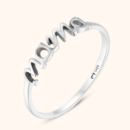 Silberring "Mama" aus 925er Sterlingsilber, elegantes Design, Geschenk für Mütter.