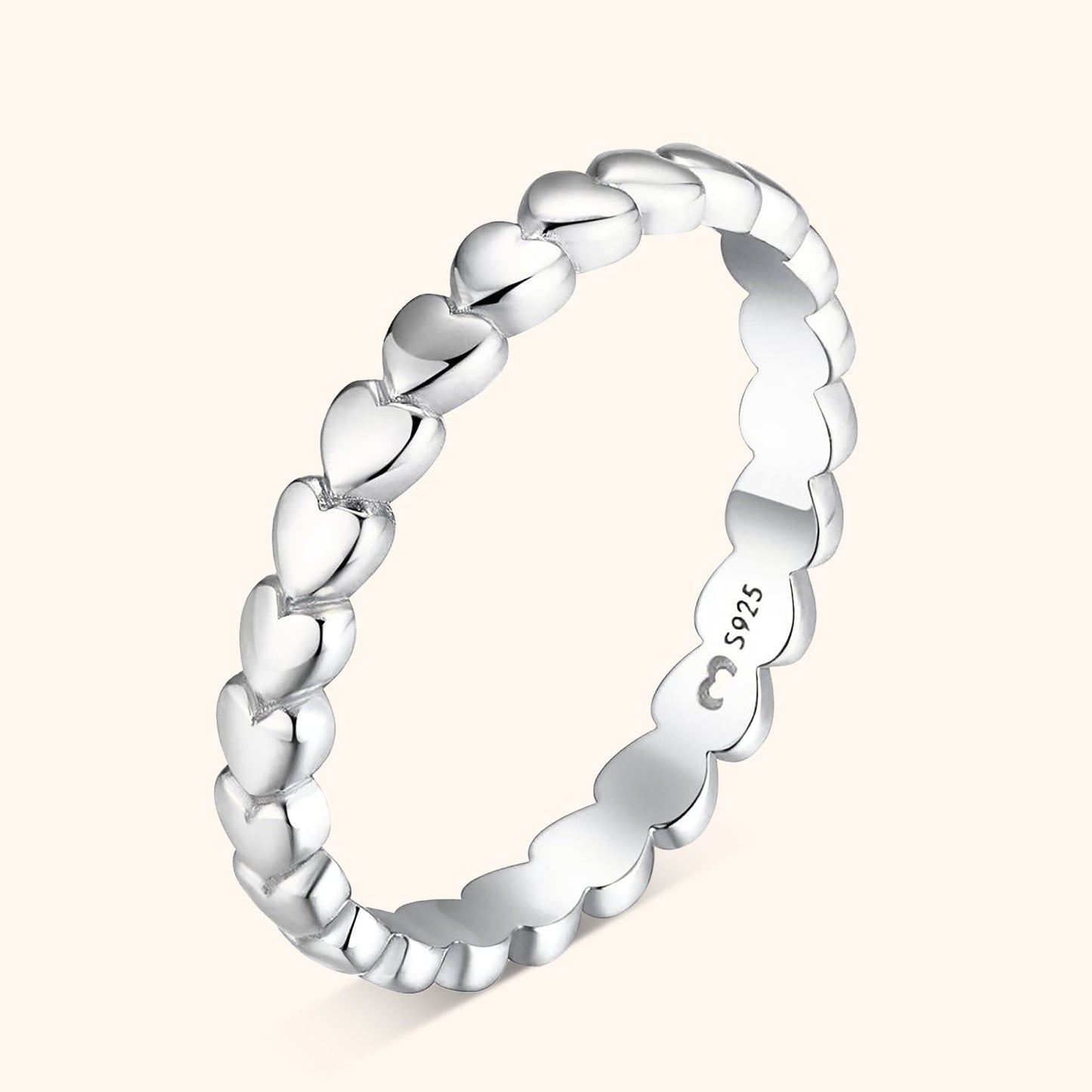Silberner Herzring aus 925er Sterlingsilber, Damenring, romantisches Schmuckdesign
