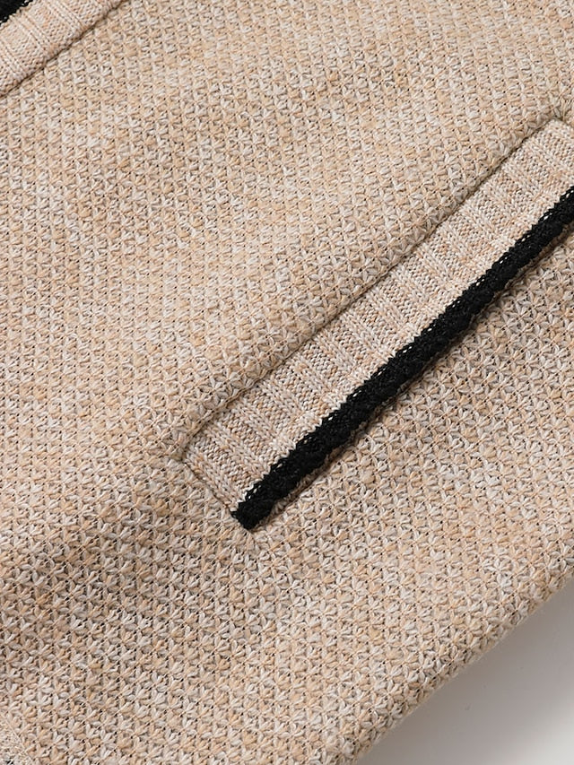 Beiger Strickpullover für Herren, Ralph Polo, Baumwolle, elegantes Design, schwarze Akzente.