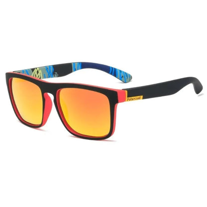 Polarisierte Sonnenbrille, rot-schwarz, Spiegelglas, Unisex, modisch, UV-Schutz.