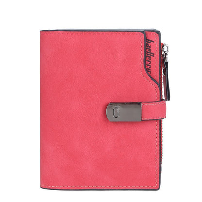 Rote Leder-Geldbörse mit Reißverschluss und Schnalle, Damen-Portemonnaie, modisch und elegant.