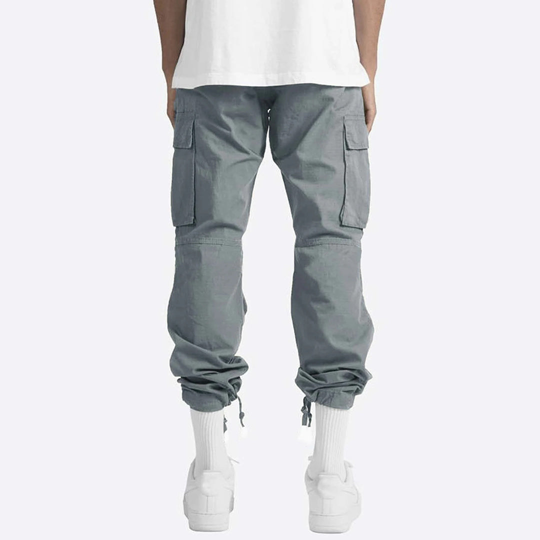 Graue Cargo-Hose für Herren, Baumwolle, Taschen, lässig, modisch, Streetwear.
