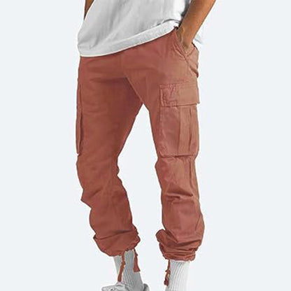 Braune Cargo-Hose für Herren, lässig, Baumwolle, mit Taschen, modisch, bequem.