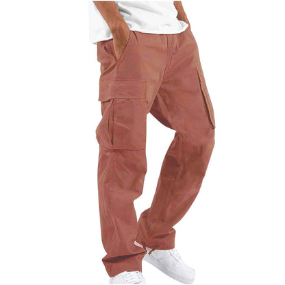 Braune Cargo-Hose für Herren, lässig, Baumwolle, mit Seitentaschen, modisch, bequem.