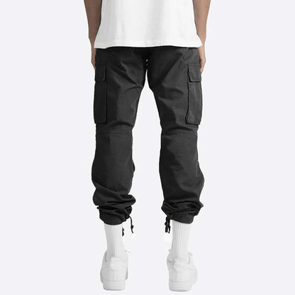 Schwarze Cargo-Hose für Herren, Baumwolle, mit Taschen, lässig, modisch, Streetwear.
