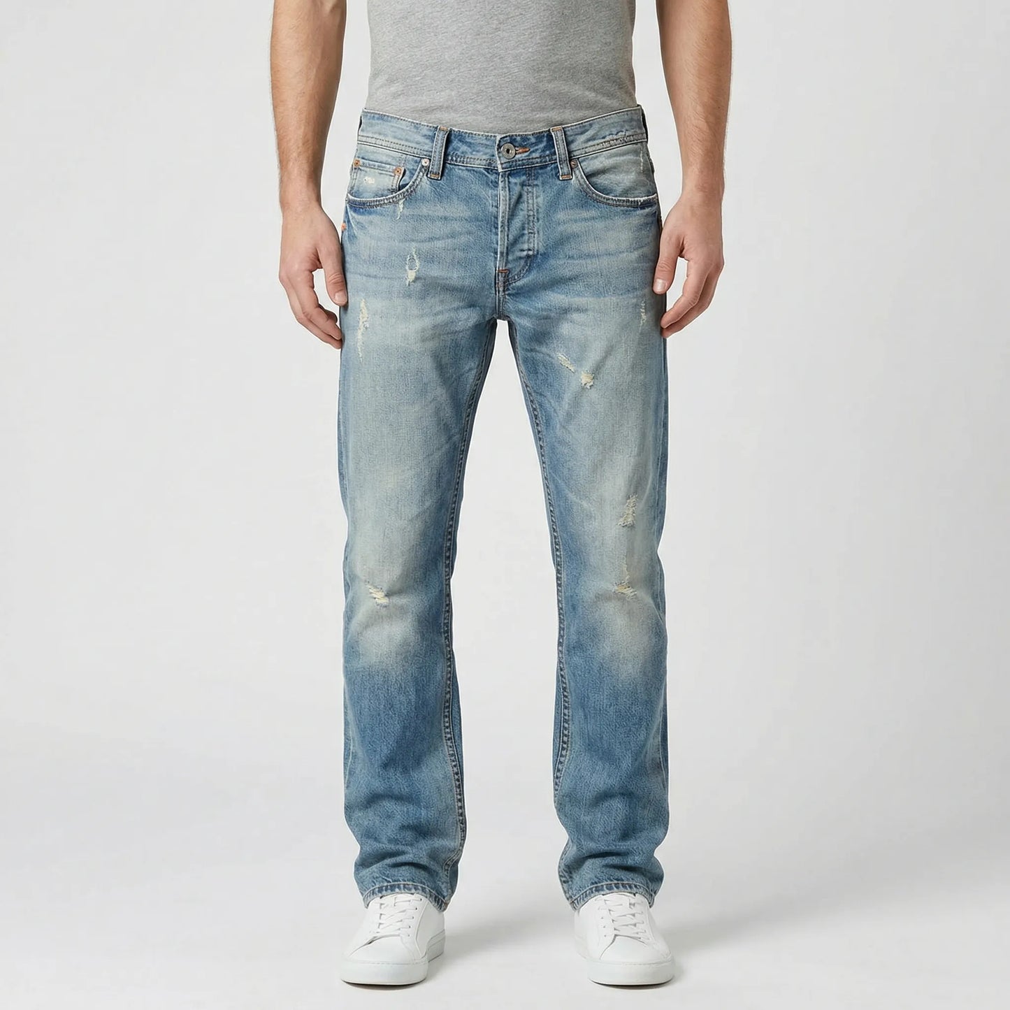 Rechte Herenjeans Met Gescheurde Details - Harold