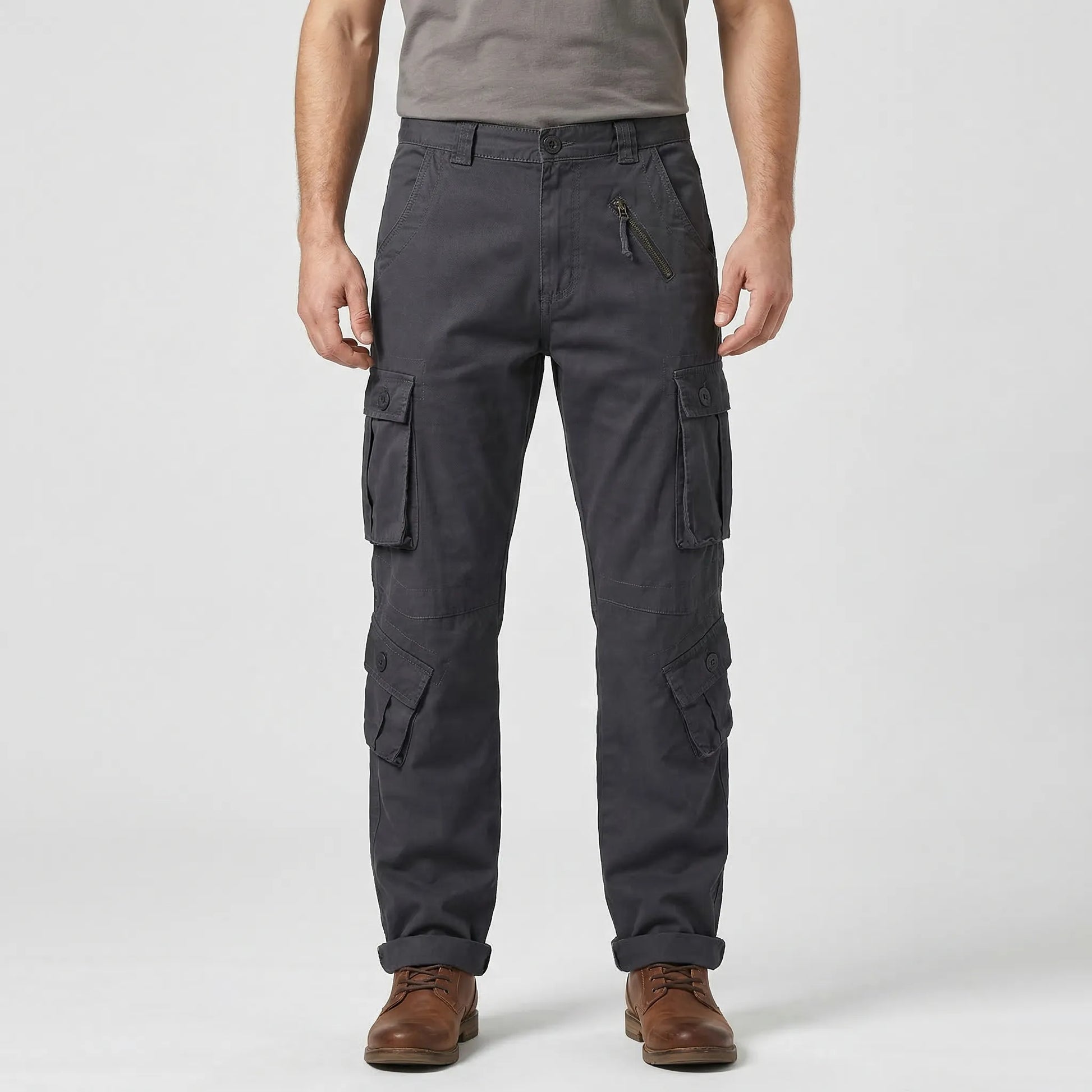 Relaxed Fit Multi-Pocket Cargo Trousers - Shane