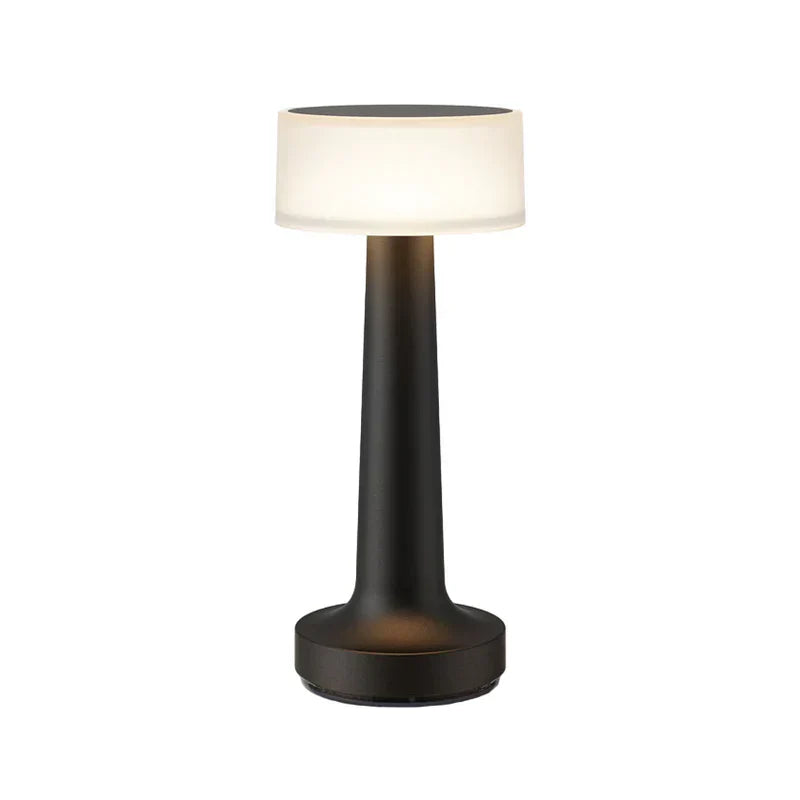 Schwarze Tischlampe für Restaurant, modernes Design, LED, kabellos, dimmbar, Metall.