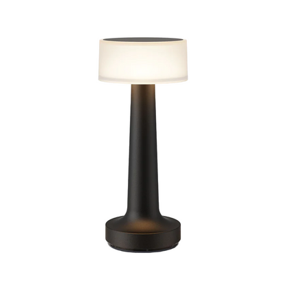 Schwarze Tischlampe für Restaurant, modernes Design, LED, kabellos, dimmbar, Akku-betrieben.