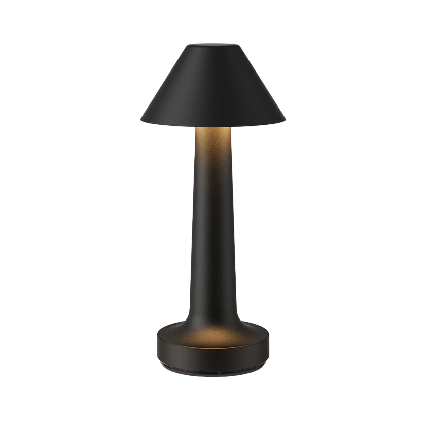 Schwarze Tischlampe, konisch, für Restaurant-Bar, modernes Design, LED-Beleuchtung.