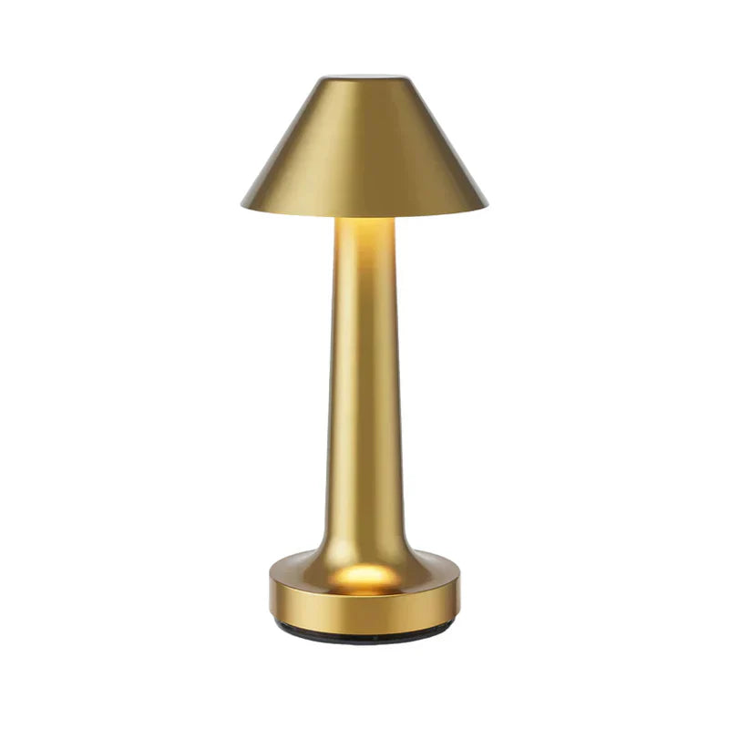Goldene Tischlampe, konisch, für Restaurant-Bar, modernes Design, Metall, LED-Beleuchtung.