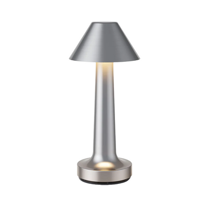 Silberne Tischlampe, konisch, für Restaurantbar, modernes Design, LED-Beleuchtung.