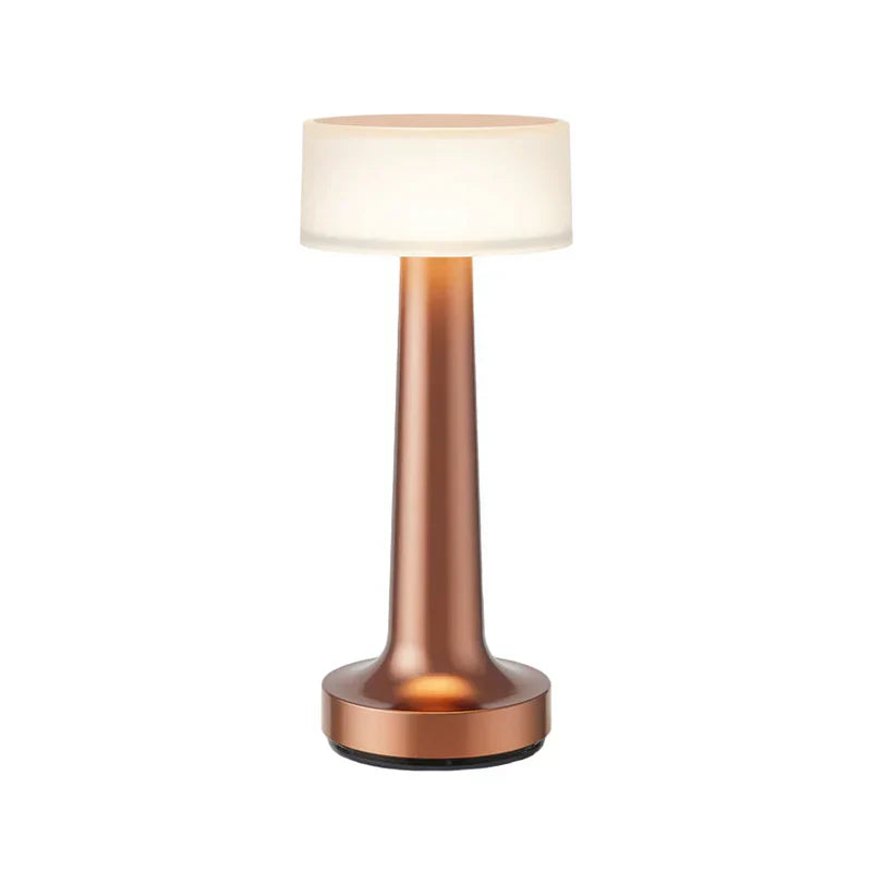 Roségoldene Tischlampe für Restaurant, kabellos, modernes Design, LED-Beleuchtung.