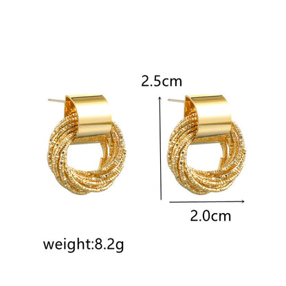 Goldene Retro-Ohrringe, Metall, kleine Kreise, Damen, koreanische Mode, Hochzeit, Party.