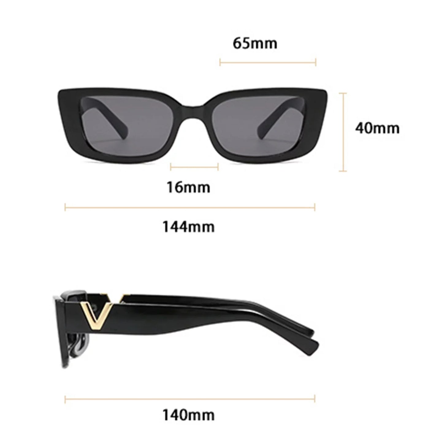 Retro Cat-Eye Sonnenbrille, schwarz, UV-Schutz, modisches Accessoire, Damen, rechteckig.