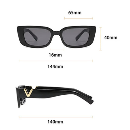 Retro Cat-Eye Sonnenbrille, schwarz, UV-Schutz, modisches Accessoire, Damen, rechteckig.