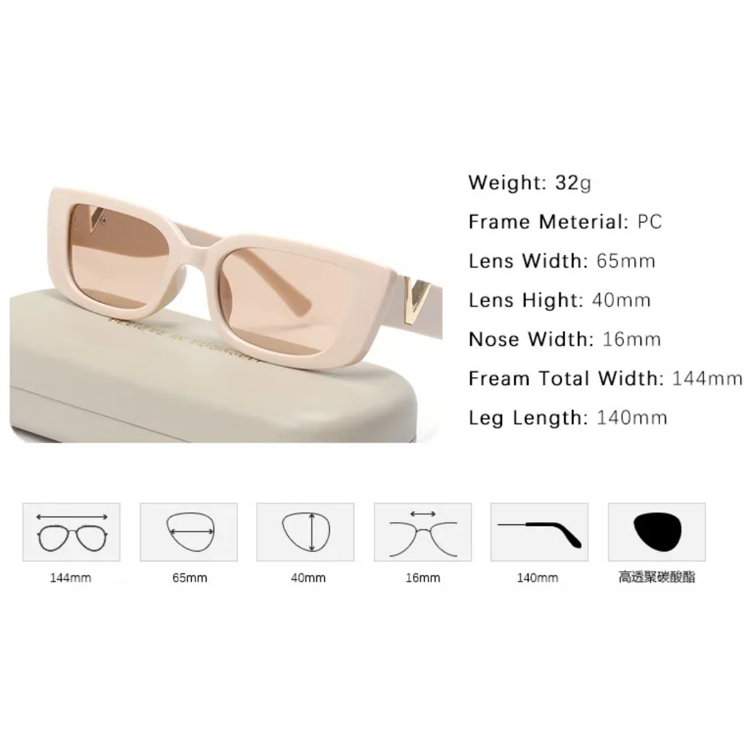 Retro Cat-Eye Sonnenbrille, beige, PC-Rahmen, UV-Schutz, modisches Accessoire, Damenmode.