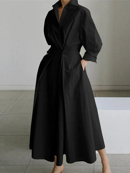 Retro Collar Belted A-Line Dress - Kendra