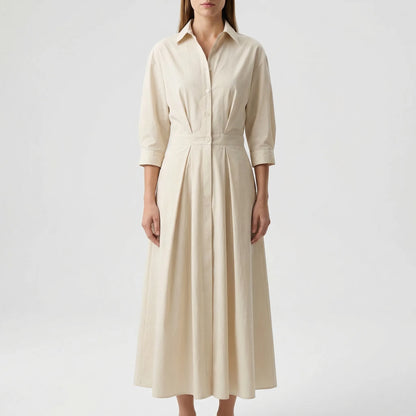 Retro Collar Belted A-Line Dress - Kendra