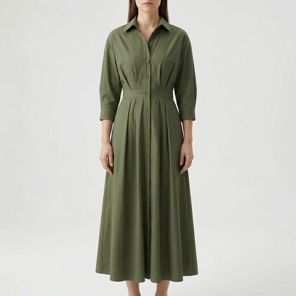 Retro Collar Belted A-Line Dress - Kendra
