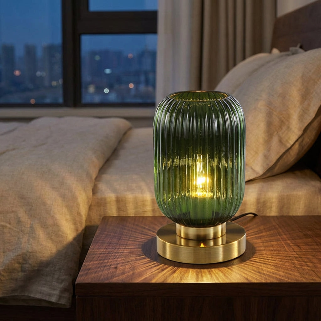 Ribbed Glass Table Lamp - Glintora