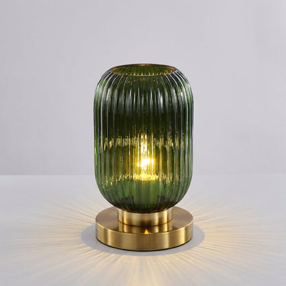 Ribbed Glass Table Lamp - Glintora