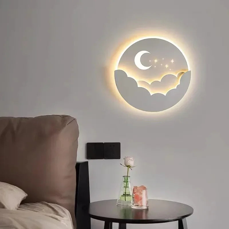 Round Moon And Stars Wall Light -  Skylume