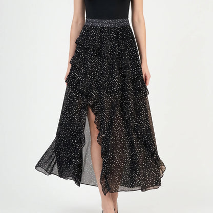 Ruffled Ankle-Length Polka Dot Summer Skirt - Florence