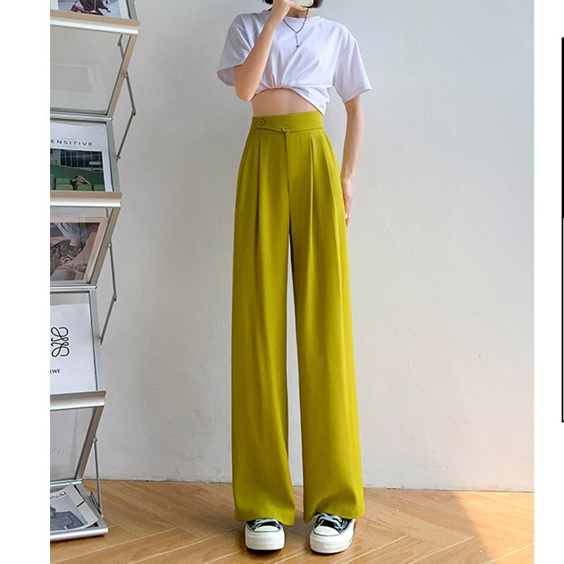 Hög midja casual dambyxa med vida ben – Emilia höstupplaga