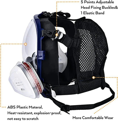 Helmask med anti-imma-lins och industriella gasfilter