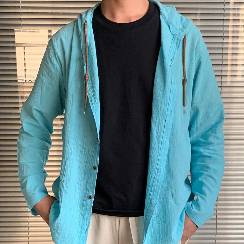 Andningsbar och lätt linnehoodie för herr – Malik