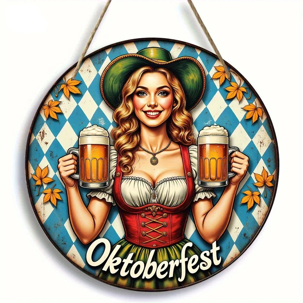 Rund väggdekoration "Oktoberfest-Madl" (20 cm) – BierMaid Art Oktoberfest 2026