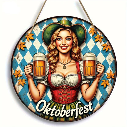 Rund väggdekoration "Oktoberfest-Madl" (20 cm) – BierMaid Art Oktoberfest 2026