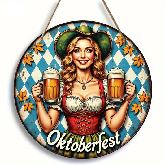 Rund väggdekoration "Oktoberfest-Madl" (20 cm) – BierMaid Art Oktoberfest 2026