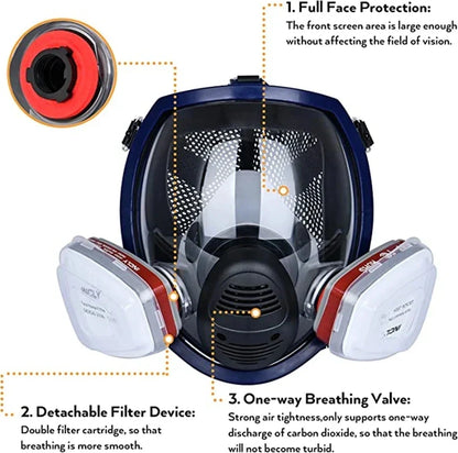Helmask med anti-imma-lins och industriella gasfilter