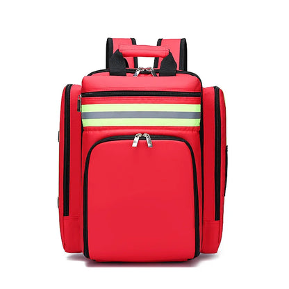 Roter Schulrucksack mit reflektierenden Streifen, geräumig, für Schüler, langlebig.