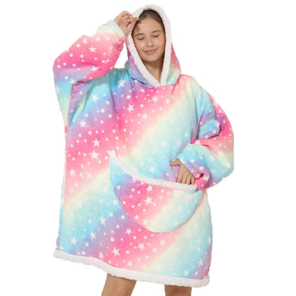 Oversized fleecefilt med huva och fickor – SnugJoy