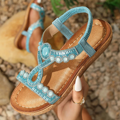 Moderna damsandaler med strass och glitter – sommarskor för fest och fritid