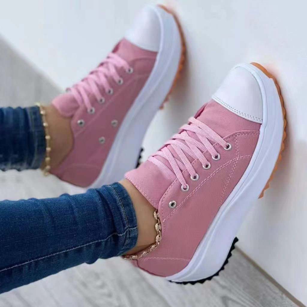 Rosa Damen-Sneaker mit weißer Kappe, Gummisohle, Freizeitschuh, modisch, bequem.