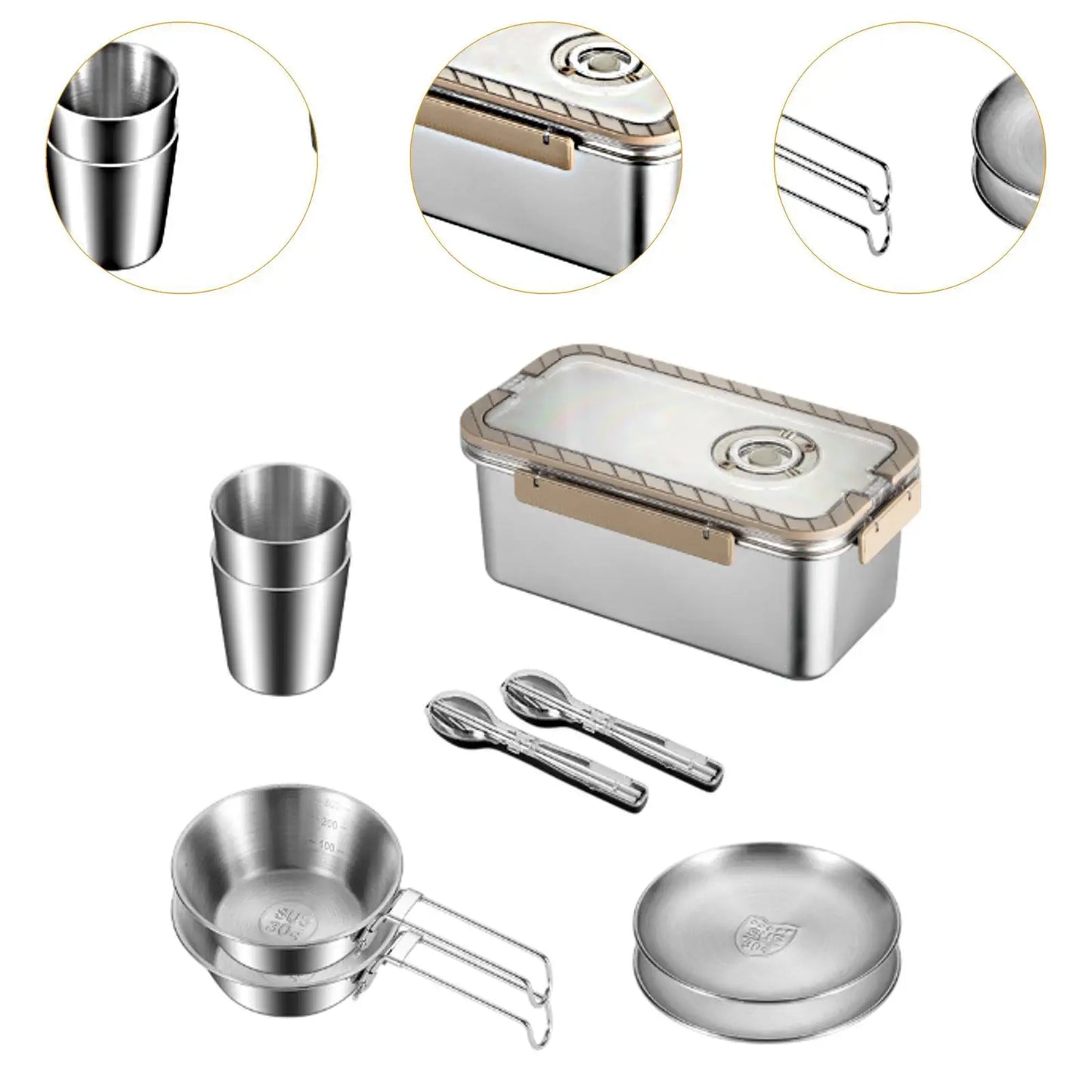 Campingservisset i rostfritt stål med förvaringsbox – CampSet