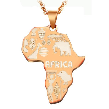 Goldene Afrika-Anhänger-Halskette, graviert, afrikanische Symbole, Modeschmuck, Unisex.