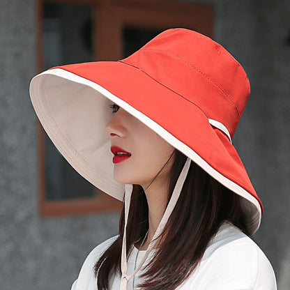 Damen Sonnenhut rot, breiter Rand, UV-Schutz, Sommerhut, Outdoor, modisch, elegant.