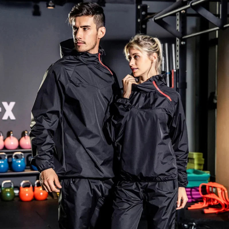 Lätt unisex träningsset med dragkedja och huva – Remo