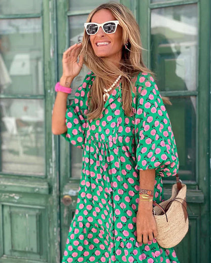 Boho sommarklänning i Ibiza-stil med lös passform – Elira