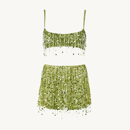 Pailletterad fransbikini-set – Riviera