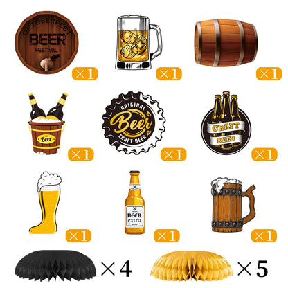Paket med ölmotiverade bordsdekorationer (3×9-set) – Festbord Oktoberfest 2026