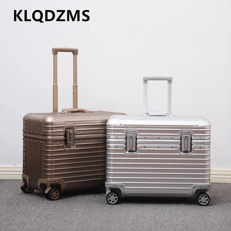 KLQDZMS rullande resväska i hel aluminium‑magnesiumlegering — boardingbox, herrarnas affärstrolleyväska 18", 20", 22", 24" bagage