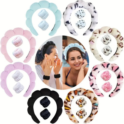 Plush Spa Huvudband och handledsband-set - Fluffiea
