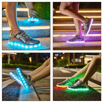 Barn-LED-sneakers med färgskiftande ljuseffekt när man går
