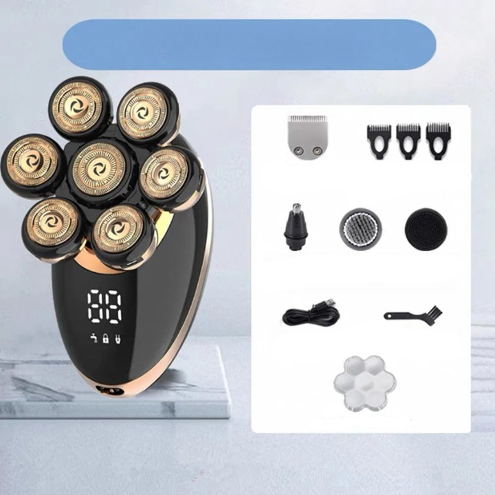 7D svävande elektrisk rakapparat med 5-i-1 skötselkit och vattentät design – FlexEdge